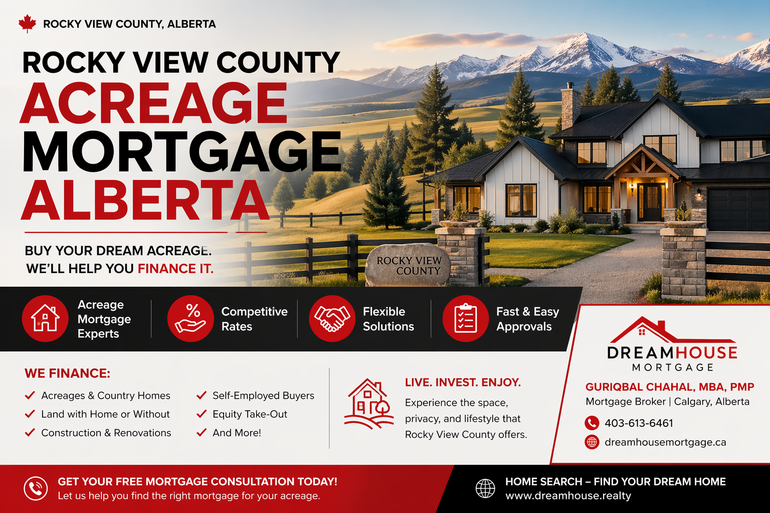 Rocky View County Acreage Mortgage Alberta