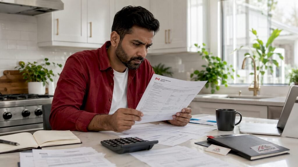 Self-employed borrower reviewing tax documents