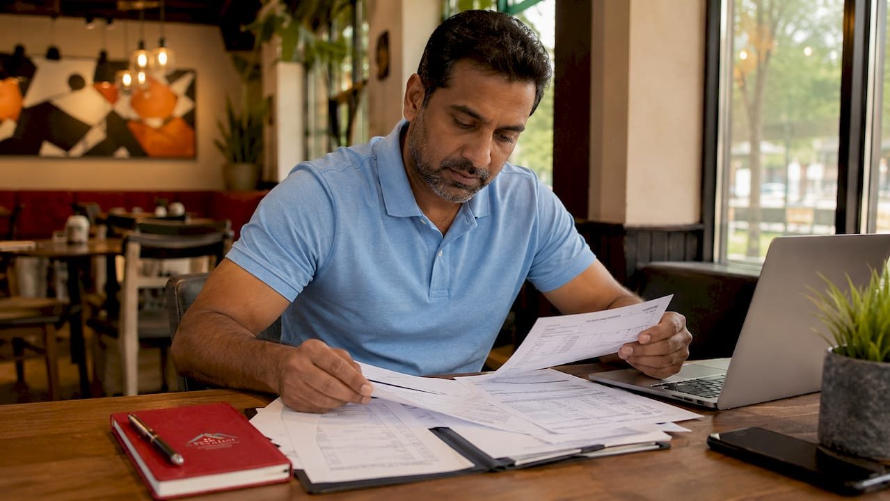 Man reviewing self-employed mortgage documents