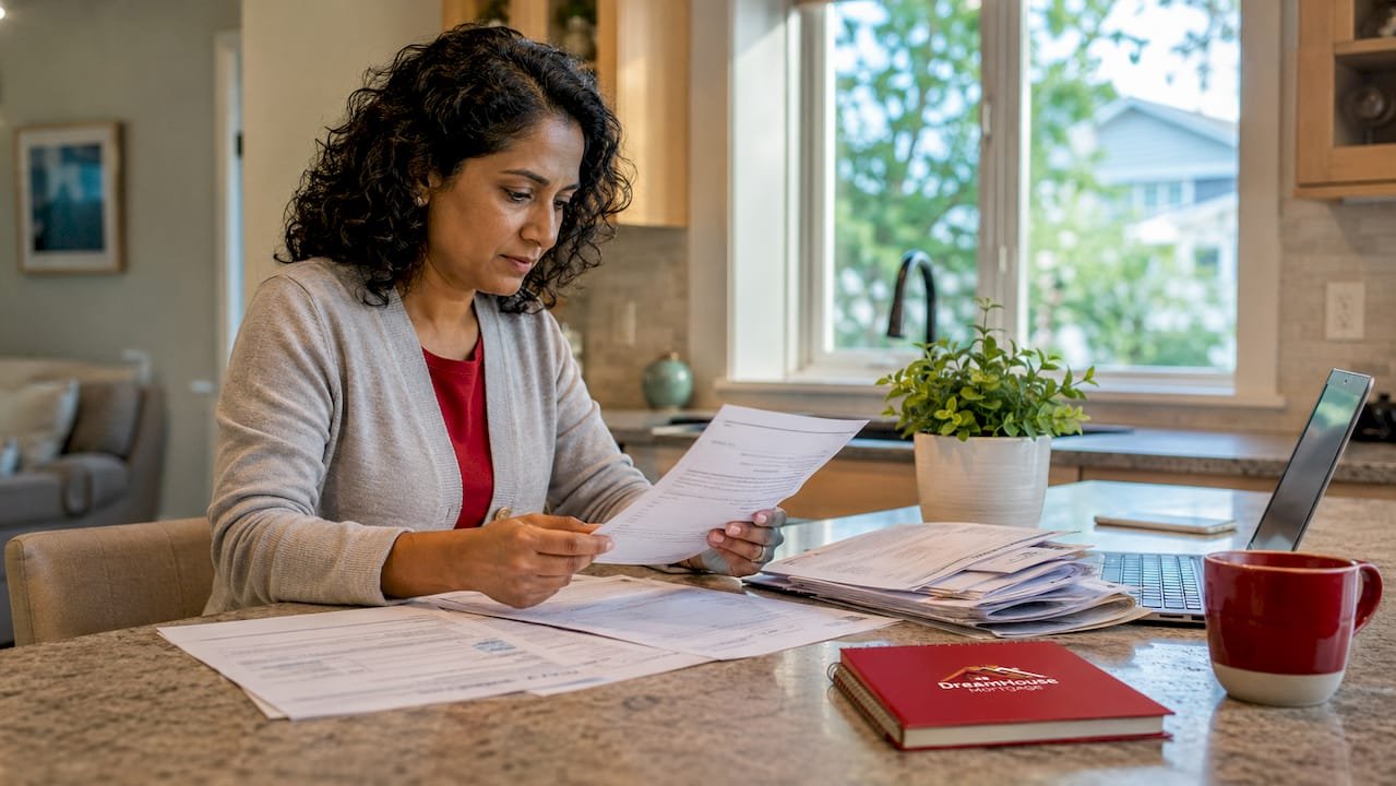 Woman reviewing mortgage tax documents