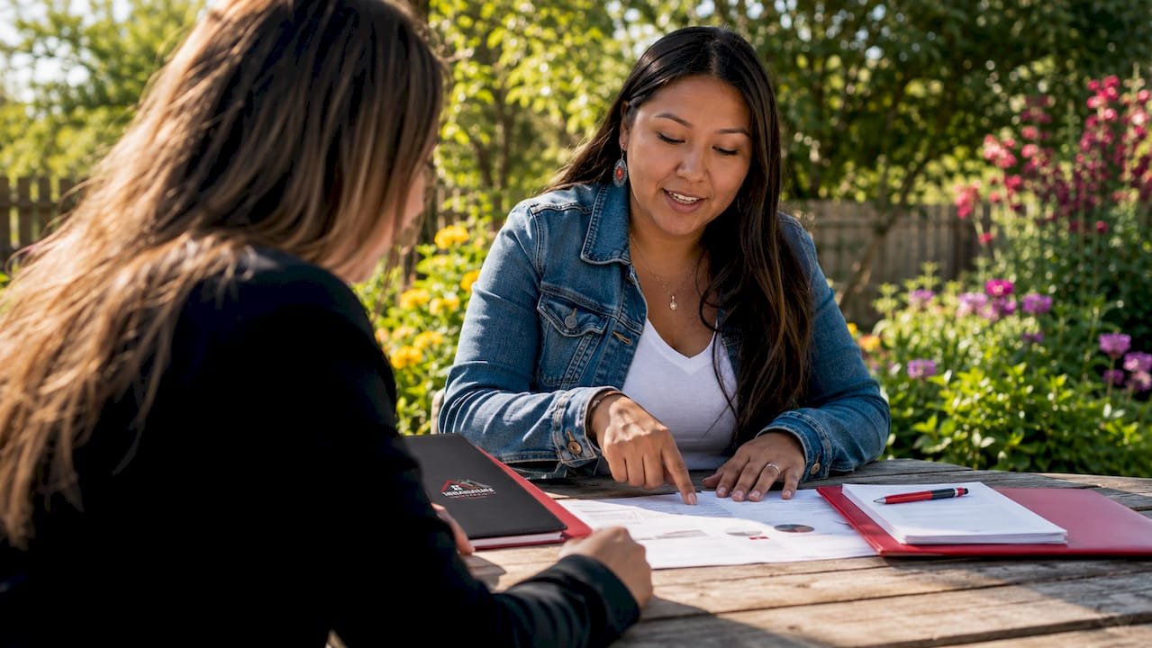 First-time buyer reviewing mortgage options at kitchen table
