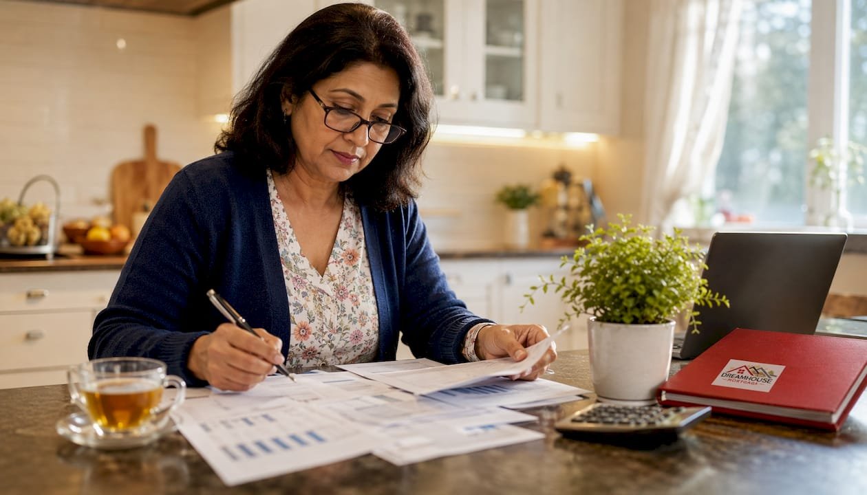 Investor reviewing mortgage and rental income documents