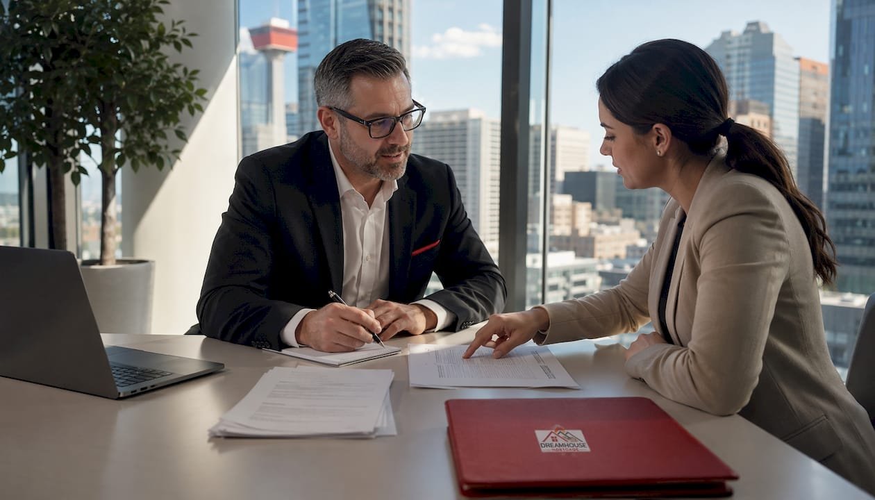 Mortgage broker consulting investor on property financing