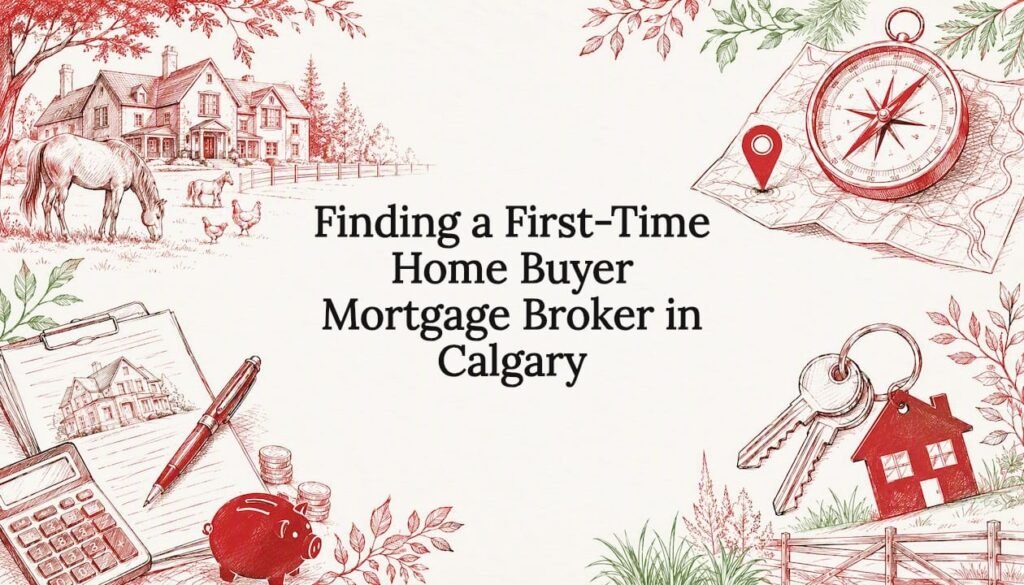 Decorative illustrated title card with housing and mortgage themes