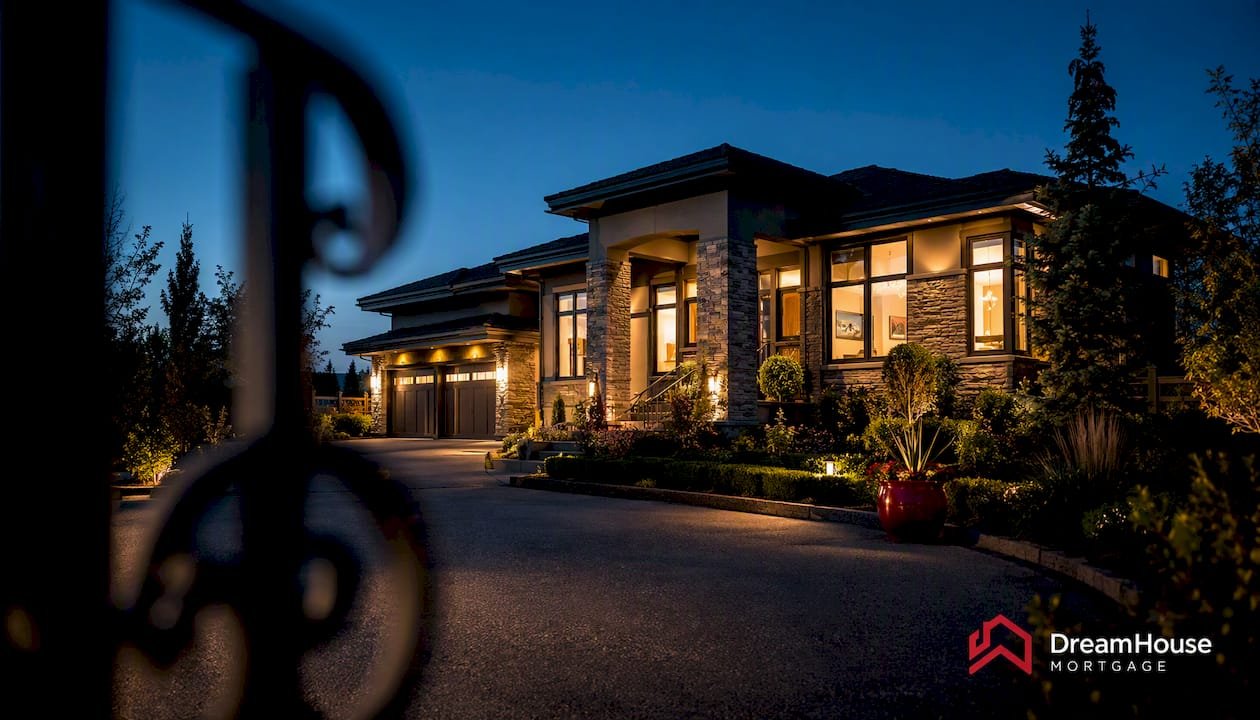 Luxury Calgary home at blue hour