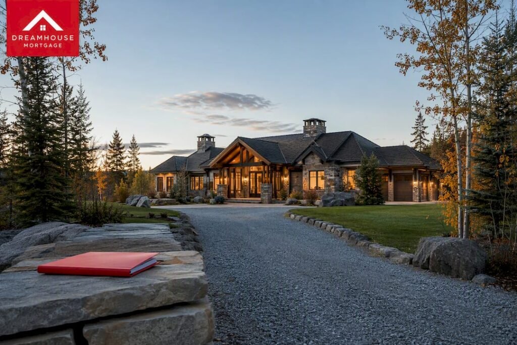 Luxury Alberta acreage home and property approach