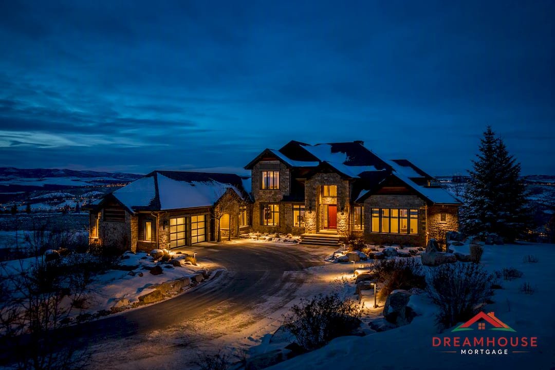 Luxury Calgary acreage home at blue hour