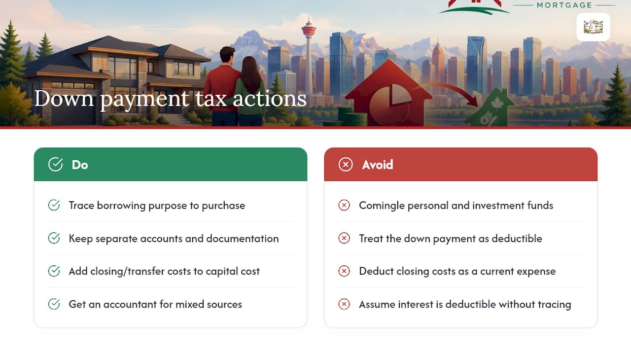 CALGARY INVESTORS: WHEN A 20% INVESTMENT PROPERTY DOWN PAYMENT FAILS 2 Potential Tax Implications Related to the Down Payment — overview diagram