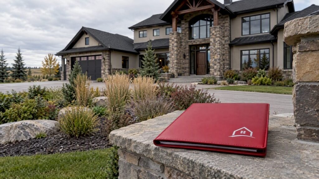 Luxury Calgary acreage home with mortgage folder