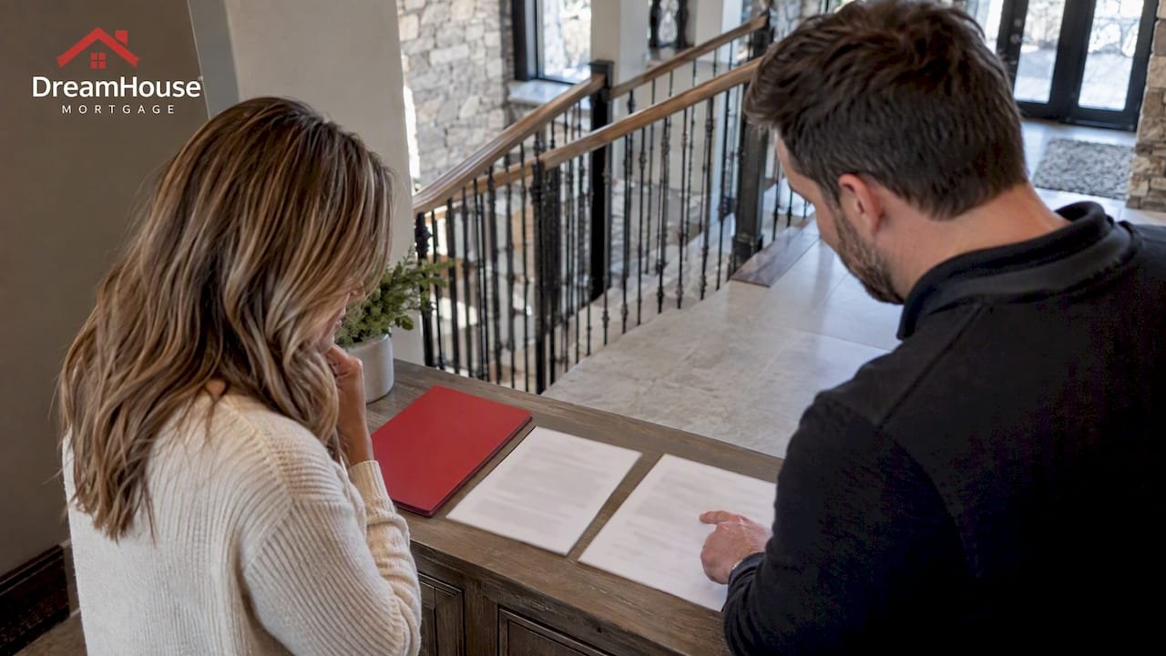 Mortgage papers inside a luxury acreage home
