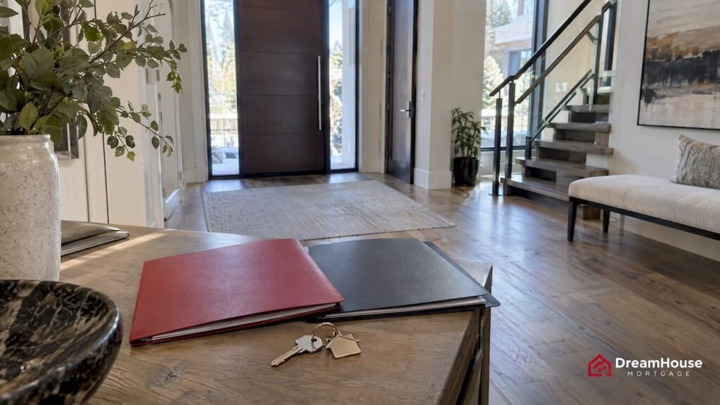7 TIPS FOR FIRST TIME RENTAL PROPERTY BUYERS (2026) 4 Mortgage folders and house key in luxury home