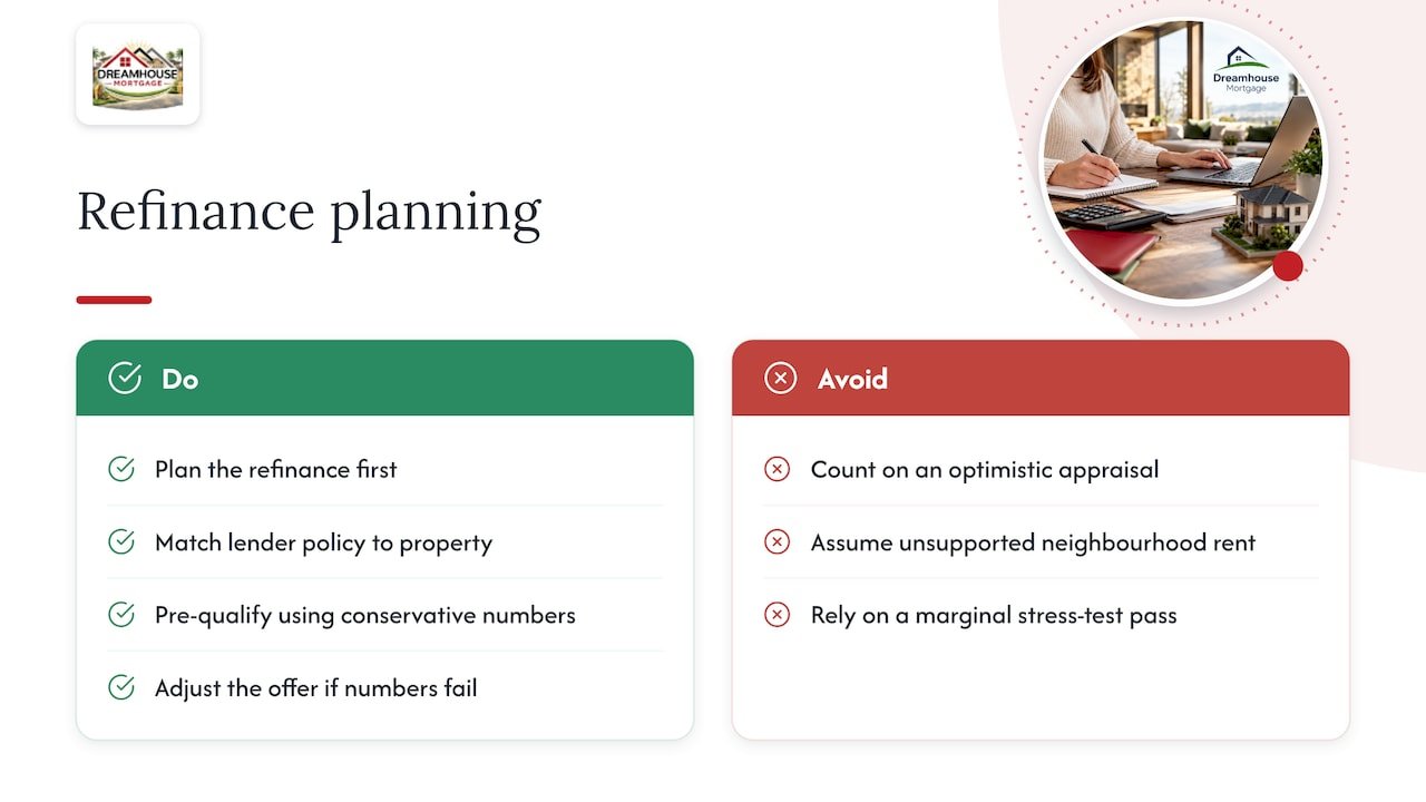Our perspective: plan the refinance first — overview diagram