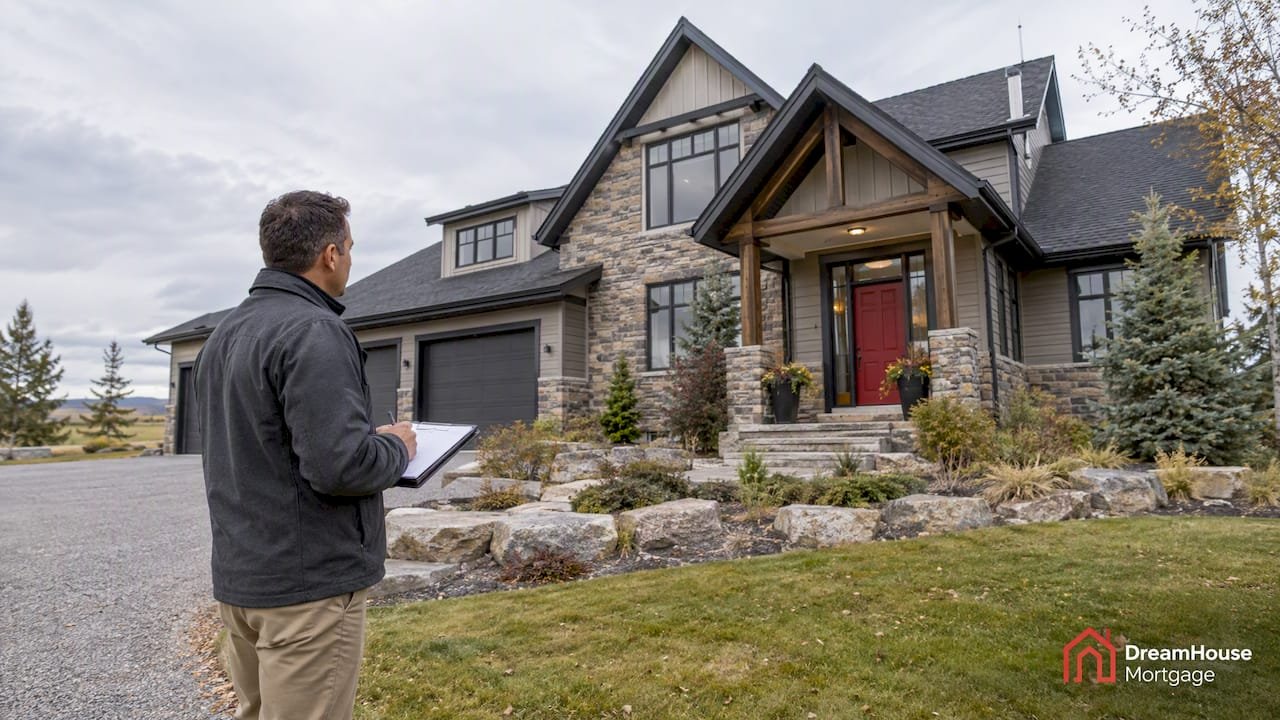 Appraiser inspecting an Alberta acreage home